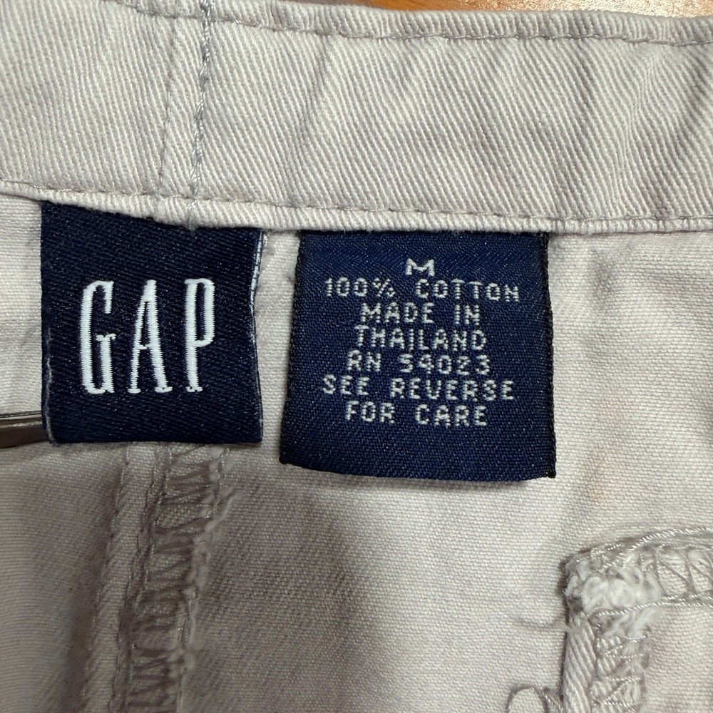 Gap Y2K Beige Khaki Cotton Twill Short Skirt M Button Fly Pockets Drawstring - Picture 5 of 6